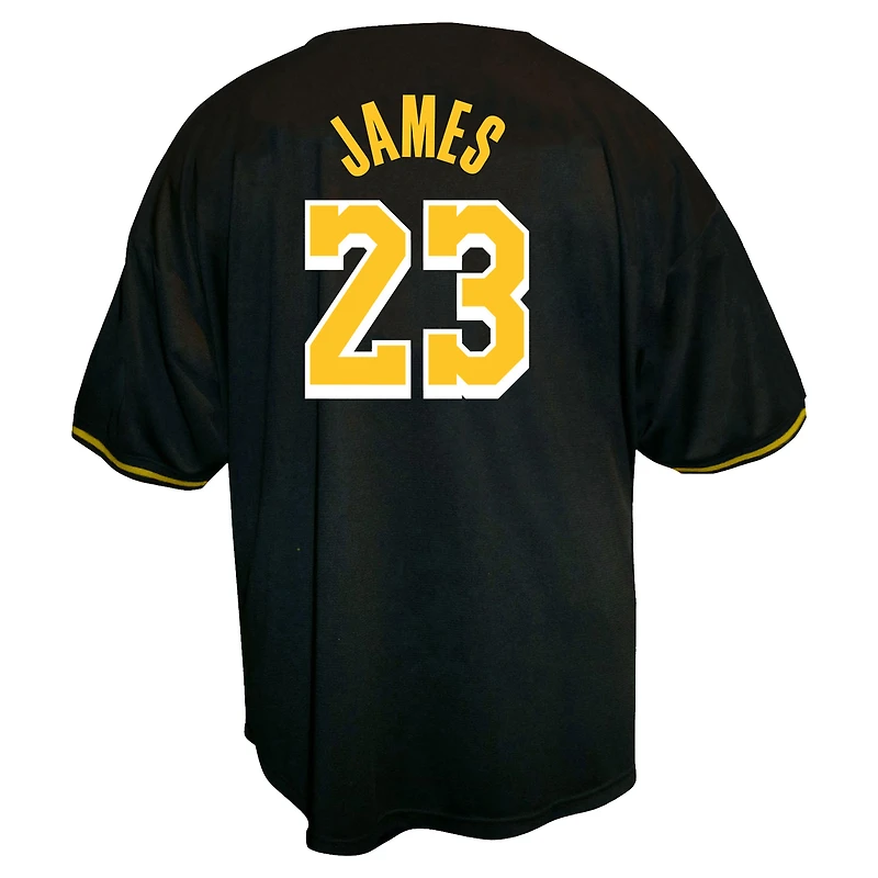 Men's Profile LeBron James Black Los Angeles Lakers Big & Tall Name Number Button-Up Jersey