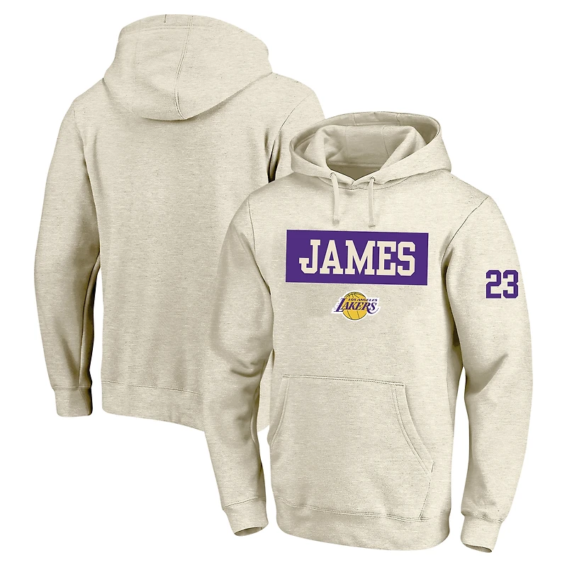 Sweat à capuche double face Tri-Blend pour homme avec profil LeBron James, crème, Los Angeles Lakers, grand et joueur