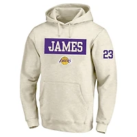 Sweat à capuche double face Tri-Blend pour homme avec profil LeBron James, crème, Los Angeles Lakers, grand et joueur