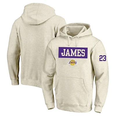 Sweat à capuche double face Tri-Blend pour homme avec profil LeBron James, crème, Los Angeles Lakers, grand et joueur