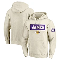Sweat à capuche double face Tri-Blend pour homme avec profil LeBron James, crème, Los Angeles Lakers, grand et joueur