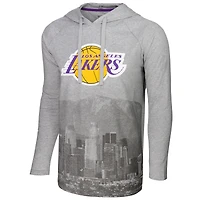 T-shirt à capuche manches longues Stadium Essentials gris chiné Los Angeles Lakers Atrium Raglan pour hommes