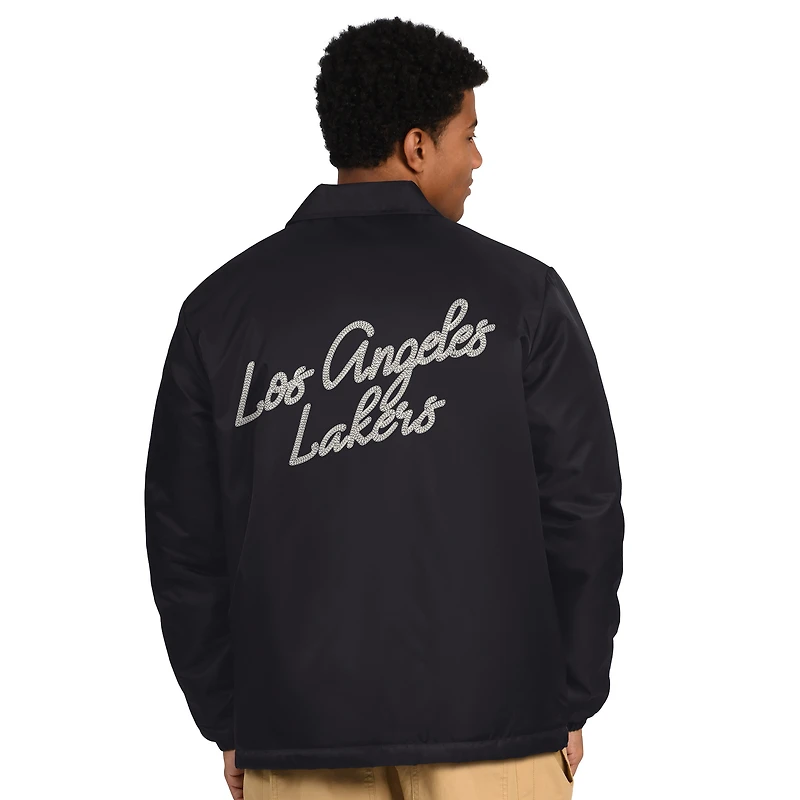Men's Starter Black Los Angeles Lakers Full-Snap Coaches Jacket