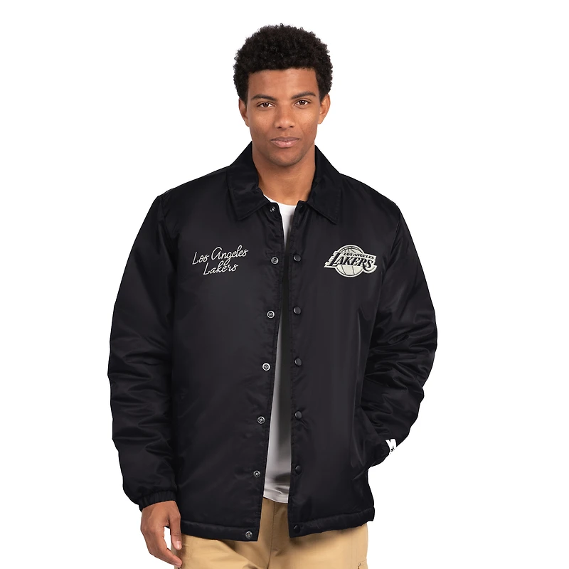 Men's Starter Black Los Angeles Lakers Full-Snap Coaches Jacket