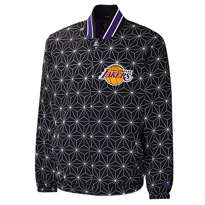Men's Starter Black Los Angeles Lakers In-Field Play Full-Zip Varsity Jacket