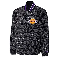 Men's Starter Black Los Angeles Lakers In-Field Play Full-Zip Varsity Jacket