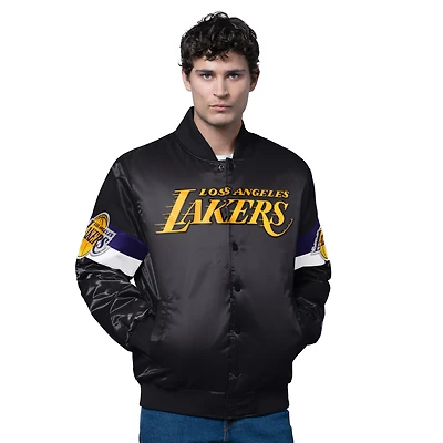 Men's Starter Los Angeles Lakers Triple Option Varsity Full-Snap Satin Jacket