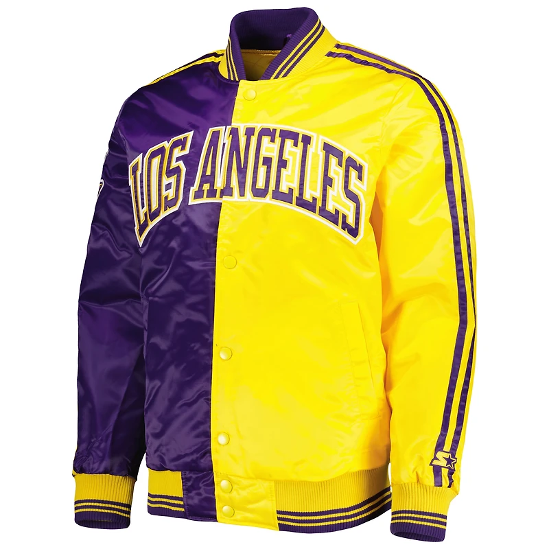 Veste Starter Violet/Or Los Angeles Lakers Fast Break Satin Full-Snap pour homme