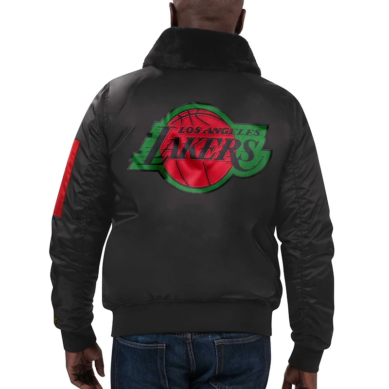 Veste pour homme Starter x Ty Mopkins Black Los Angeles Lakers History Month Satin Full-Zip Jacket