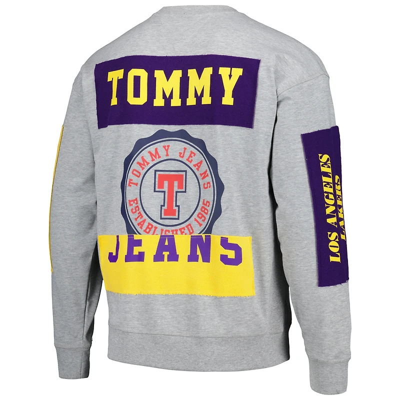 Men's Tommy Jeans Heather Gray Los Angeles Lakers Hayes Crew Neck Pullover Sweatshirt