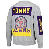 Men's Tommy Jeans Heather Gray Los Angeles Lakers Hayes Crew Neck Pullover Sweatshirt