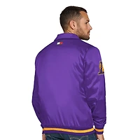 Men's Tommy Jeans Purple Los Angeles Lakers Jacob Chain Stitch Applique Full-Snap Varsity Jacket