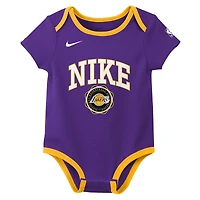 Ensemble de deux bodies Nike violet/noir Los Angeles Lakers Just Do It pour nouveau-né