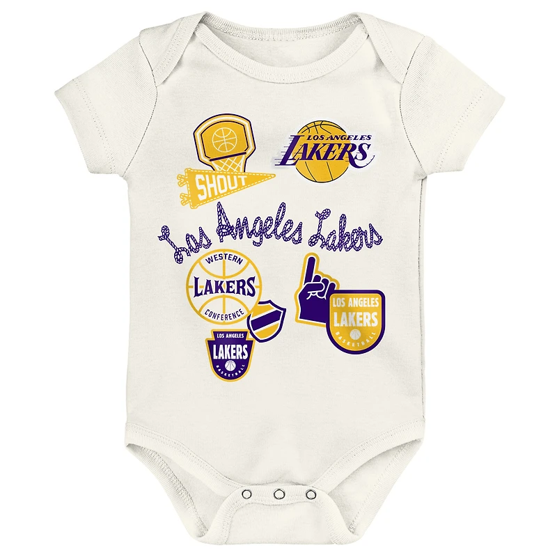Newborn Outerstuff Los Angeles Lakers Three-Pack Littlest Player Bodysuit Set