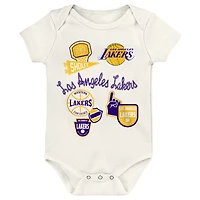Newborn Outerstuff Los Angeles Lakers Three-Pack Littlest Player Bodysuit Set