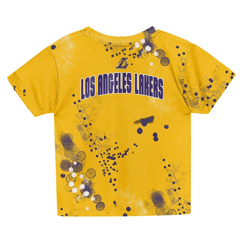 Preschool Outerstuff Gold Los Angeles Lakers Home Plate T-Shirt & Shorts Set