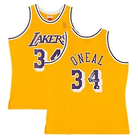 Maillot Swingman Mitchell & Ness 1996-97 dédicacé par Shaquille O'Neal des Los Angeles Lakers avec l'inscription « Diesel »