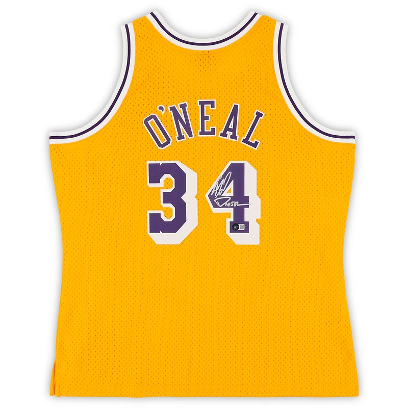 Maillot Swingman Mitchell & Ness 1996-97 dédicacé par Shaquille O'Neal des Los Angeles Lakers avec l'inscription « Diesel »