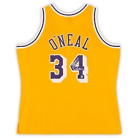 Maillot Swingman Mitchell & Ness 1996-97 dédicacé par Shaquille O'Neal des Los Angeles Lakers avec l'inscription « Diesel »