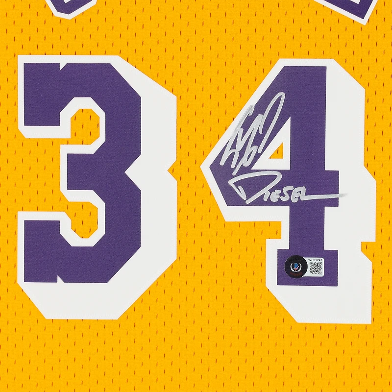 Maillot Swingman Mitchell & Ness 1996-97 dédicacé par Shaquille O'Neal des Los Angeles Lakers avec l'inscription « Diesel »