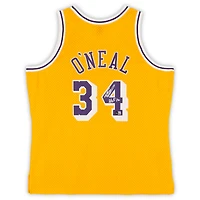 Maillot Swingman Mitchell & Ness 1996-97 dédicacé par Shaquille O'Neal des Los Angeles Lakers avec inscription « HOF 16 »