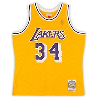 Maillot Swingman Mitchell & Ness 1996-97 dédicacé par Shaquille O'Neal des Los Angeles Lakers avec inscription « HOF 16 »