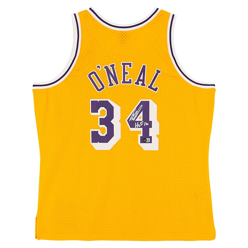 Shaquille O'Neal Los Angeles Lakers Autographed Gold Mitchell & Ness 1996-97 Swingman Jersey with "HOF 16" Inscription