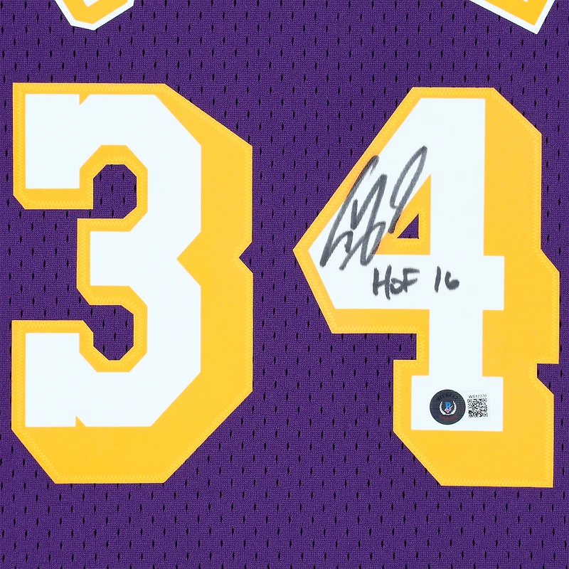 Shaquille O'Neal Los Angeles Lakers Autographed Purple Mitchell & Ness - Swingman Jersey with "HOF 16" Inscription