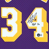 Shaquille O'Neal Los Angeles Lakers Autographed Purple Mitchell & Ness - Swingman Jersey with "HOF 16" Inscription