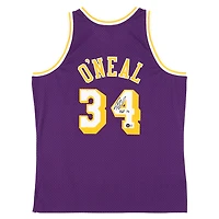 Maillot Swingman violet autographié par Shaquille O'Neal des Los Angeles Lakers Mitchell & Ness - avec inscription « HOF 16