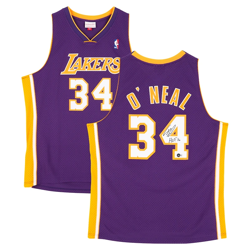 Shaquille O'Neal Los Angeles Lakers Autographed Purple Mitchell & Ness 1999-00 Swingman Jersey with "HOF 16" Inscription