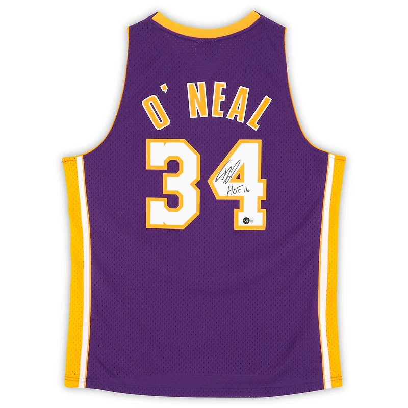 Shaquille O'Neal Los Angeles Lakers Autographed Purple Mitchell & Ness 1999-00 Swingman Jersey with "HOF 16" Inscription