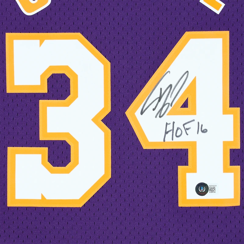 Shaquille O'Neal Los Angeles Lakers Autographed Purple Mitchell & Ness 1999-00 Swingman Jersey with "HOF 16" Inscription