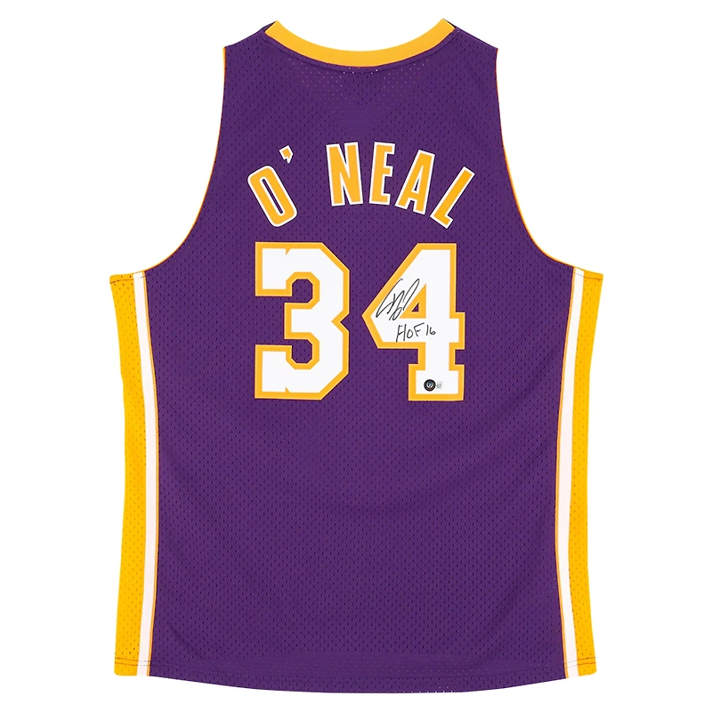 Shaquille O'Neal Los Angeles Lakers Autographed Purple Mitchell & Ness 1999-00 Swingman Jersey with "HOF 16" Inscription