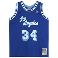 Maillot Swingman Mitchell & Ness bleu royal autographié par Shaquille O'Neal des Los Angeles Lakers 1996-97