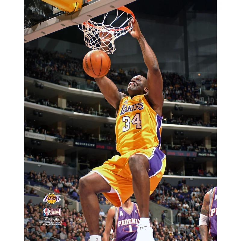 Shaquille O'Neal Los Angeles Lakers Unsigned Hardwood Classics Two-Handed Slam Photograph