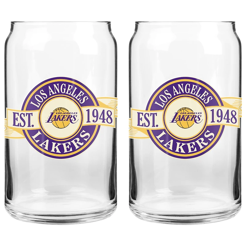 Le Sports Vault Los Angeles Lakers 16 oz. Ensemble de deux verres à canettes