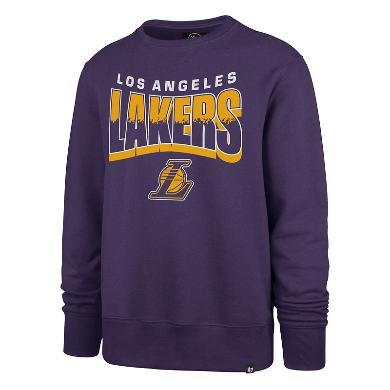 Unisex '47  Purple Los Angeles Lakers Brush By Headline Crewneck Sweatshirt