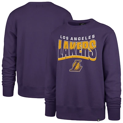 Unisex '47  Purple Los Angeles Lakers Brush By Headline Crewneck Sweatshirt