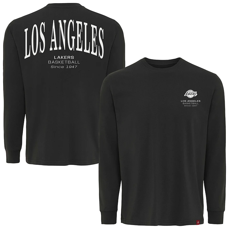 Unisex Adult Sportiqe Anthracite Los Angeles Lakers Athletic Club Collection Sherwood Relaxed Fit Premium Long-Sleeve T-Shirt