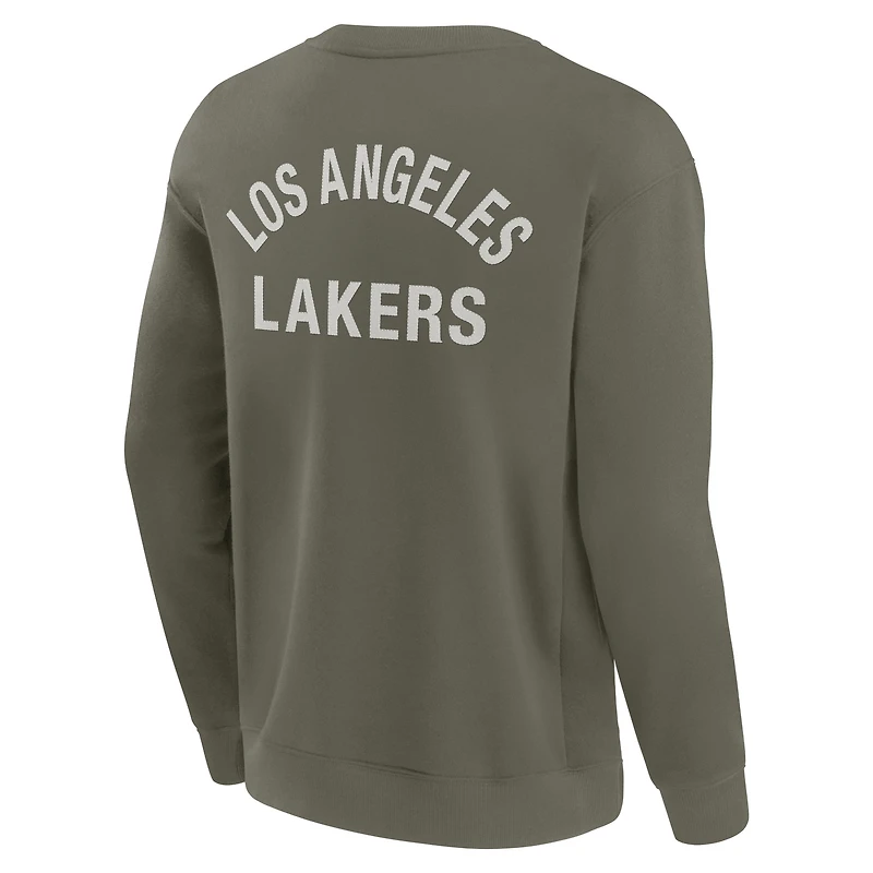 Unisex Fanatics Olive Los Angeles Lakers Elements Super Soft Fleece Pullover Sweatshirt