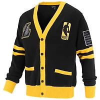 Pull cardigan unisexe FISLL noir à boutons complets de la collection Logoman Shadow des Los Angeles Lakers