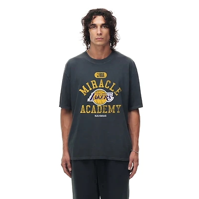 T-shirt boxy vintage unisexe noir chiné des Los Angeles Lakers Miracle Academy x NBA Collection