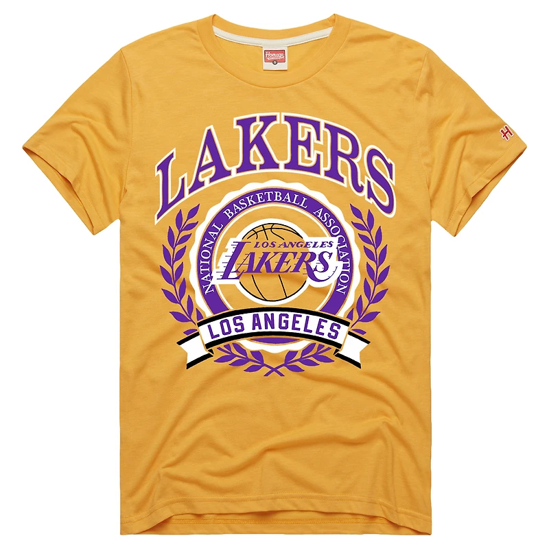 Unisex Homage Gold Los Angeles Lakers Crest Tri-Blend T-Shirt