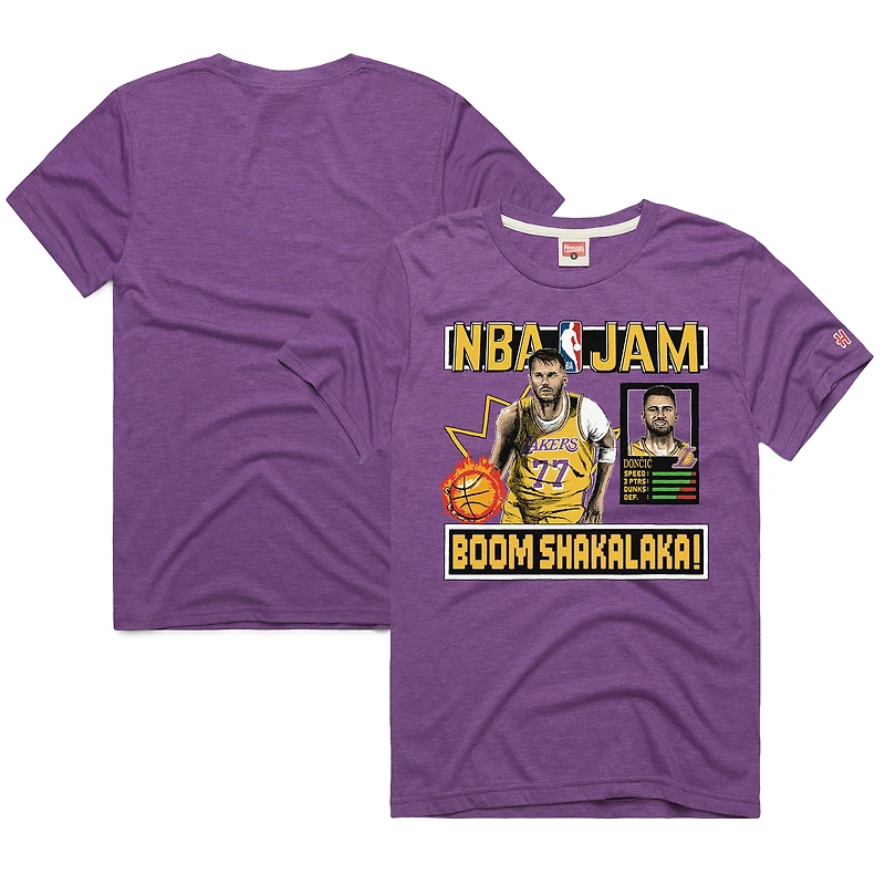 T-shirt unisexe violet hommage à Luka Dončić, NBA Jam Tri-Blend, Los Angeles Lakers