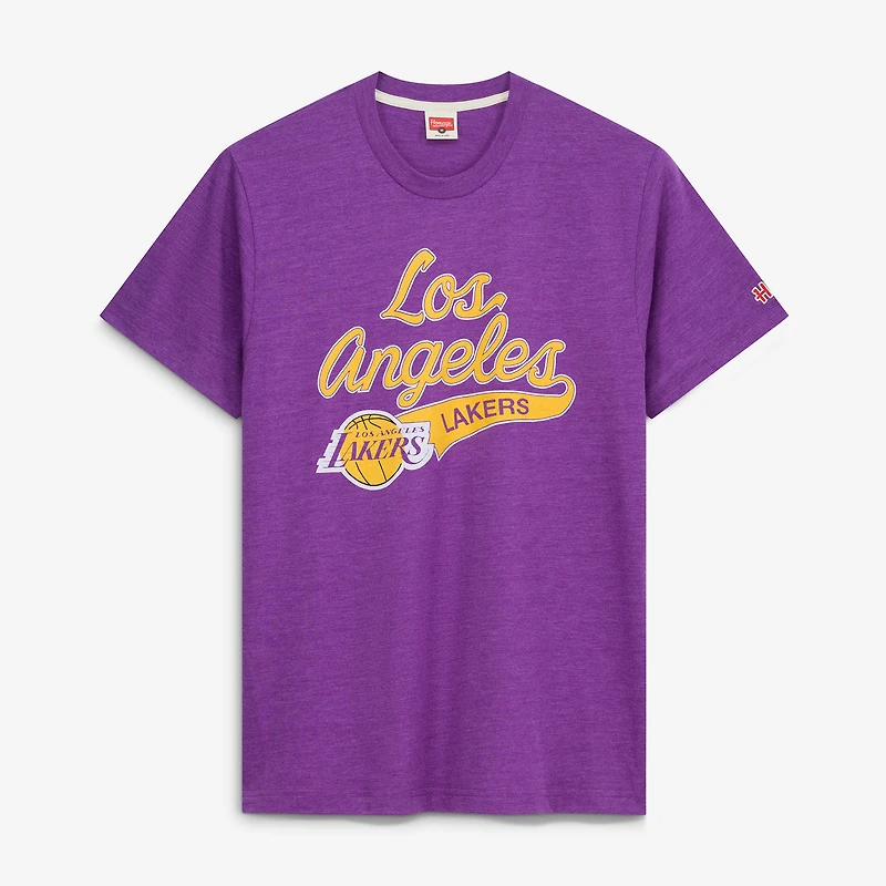 Unisex Homage  Purple Los Angeles Lakers Script Tri-Blend T-Shirt