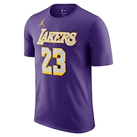 T-shirt unisexe Jordan Brand LeBron James violet avec nom et numéro des Los Angeles Lakers - Édition Statement