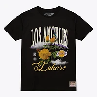 Unisex Mitchell & Ness  Black Los Angeles Lakers Floral Graphic T-Shirt