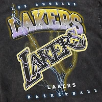 Unisex Mitchell & Ness Black Los Angeles Lakers Hardwood Classics Vintage Voltage Premium Heavyweight T-Shirt