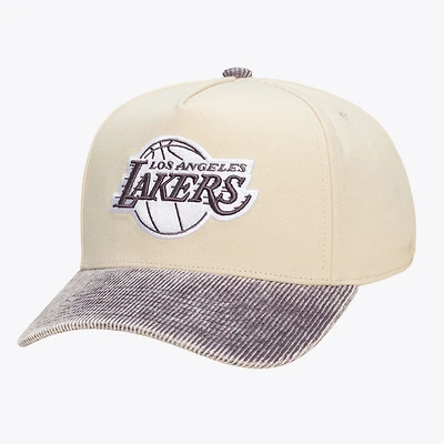 Unisex Mitchell & Ness Cream/Purple Los Angeles Lakers Faded Pro Snapback Hat